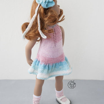 Outfit Flower knitting flat for 18 in doll