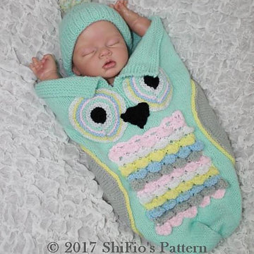 Knitting pattern owl cocoon  #370