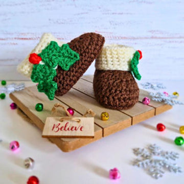 Christmas Pudding Baby Booties
