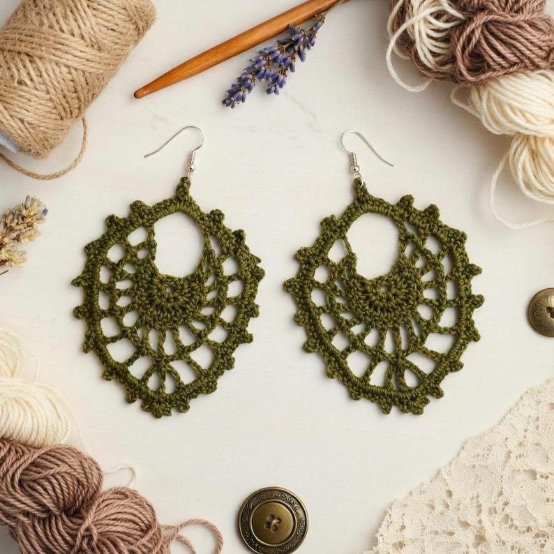 Crochet Leaf Earrings Pattern – Nature Jewelry PDF + Video Tutorial