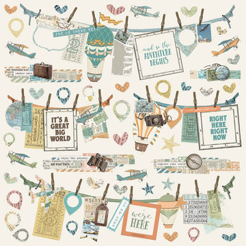 Simple Stories Simple Vintage Traveler Cardstock Stickers 12"X12" - Banners