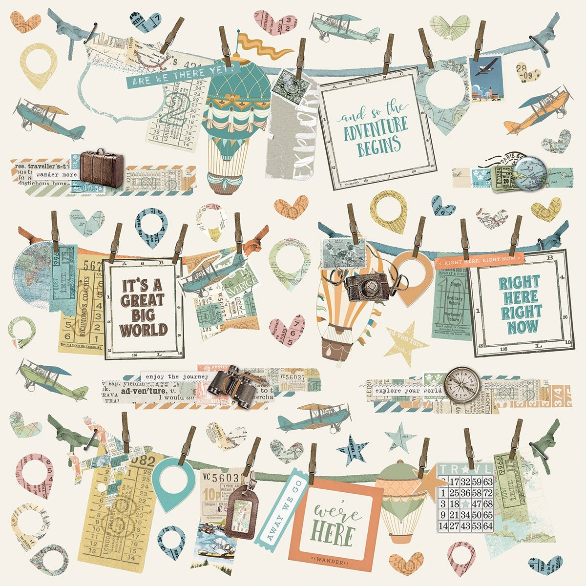 Simple Stories Simple Vintage Traveler Cardstock Stickers 12"X12" - Banners