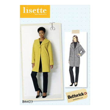 Butterick Misses' Drop-Shoulder, Shawl Collar Coat with In-Seam Pockets B6423 - Sewing Pattern