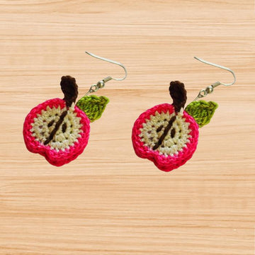 Crochet apple earrings