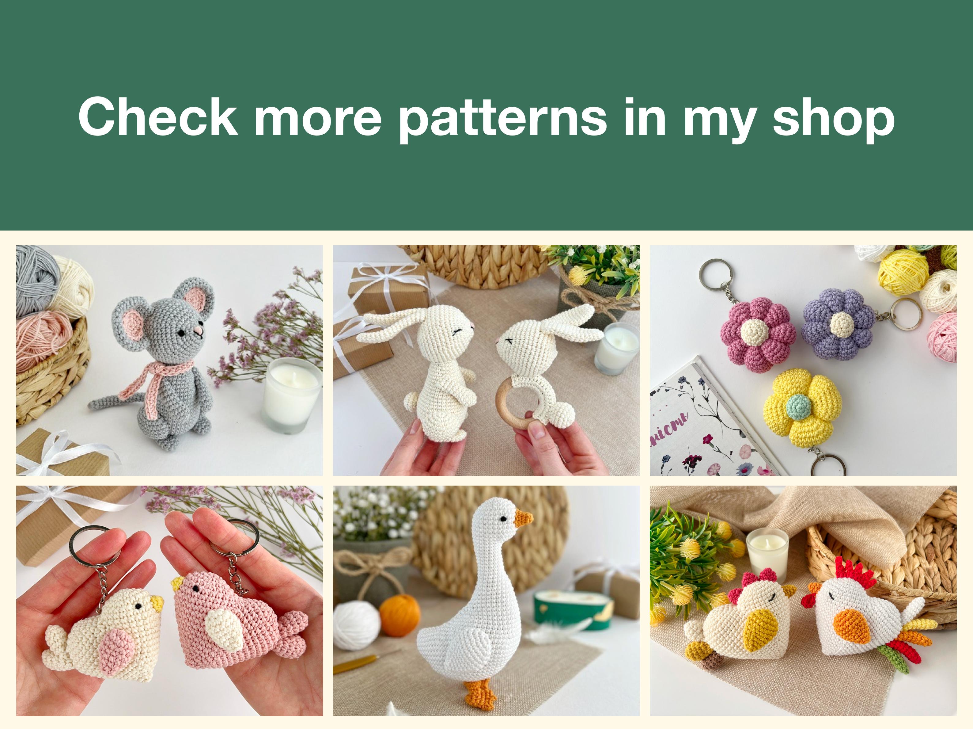 Mini owl crochet pattern keychain Amigurumi keyring bird Bag charm Car mirror hanging decor