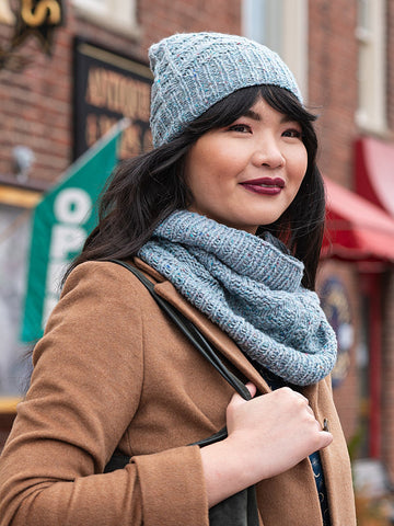 Lange Cowl and Hat in Berroco Millstone Tweed - Downloadable PDF