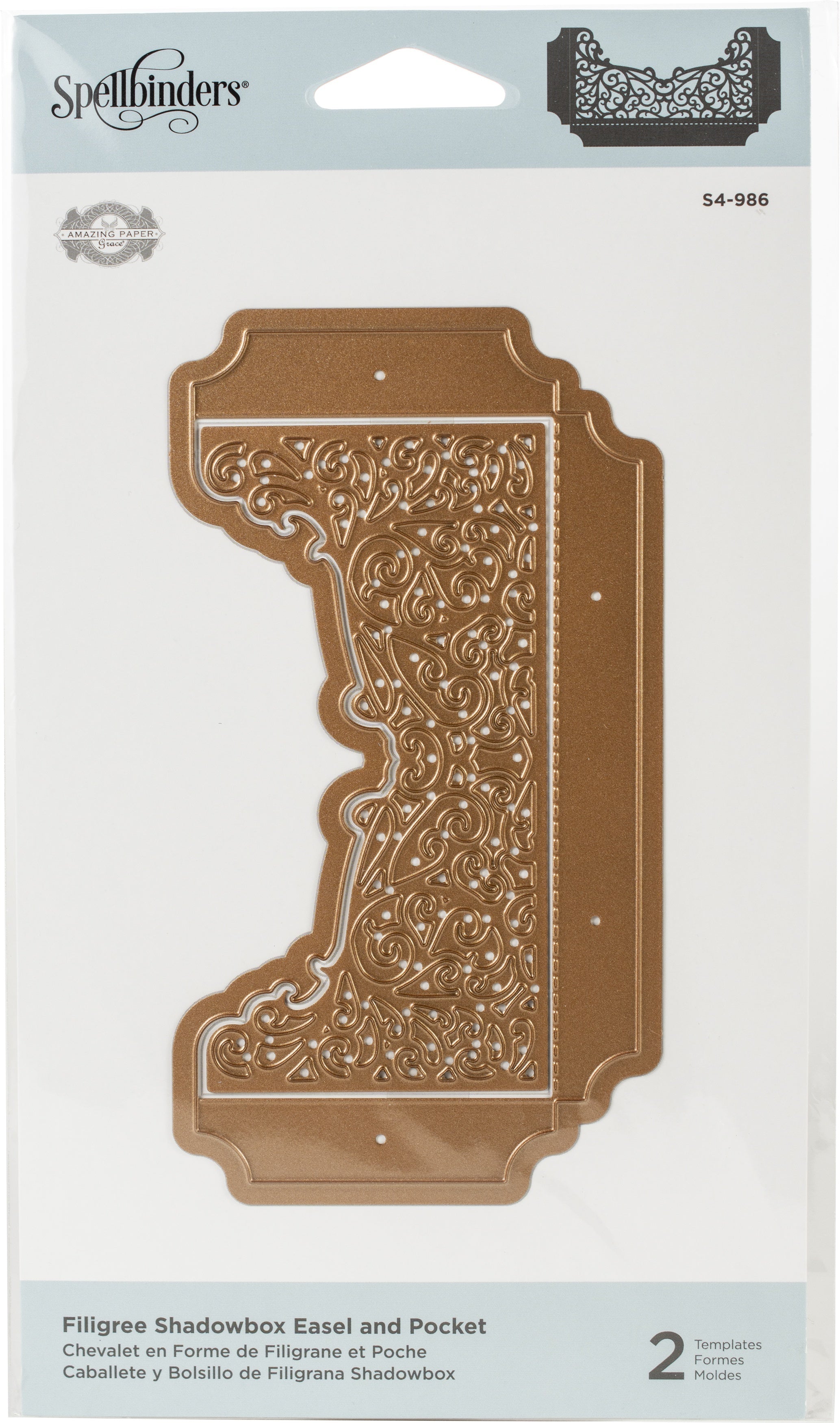 Spellbinders Shapeabilities Dies By Becca Feeken - Filigree Shadowbox Easel & Pocket