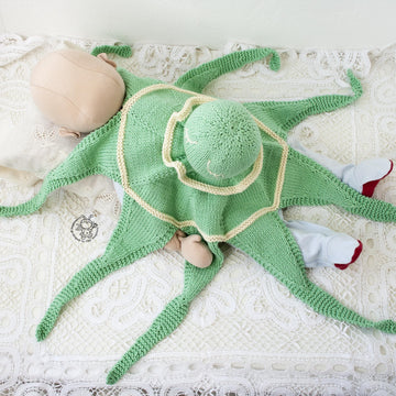 Knitted flat Octopus Toy Baby Lace Blanket.