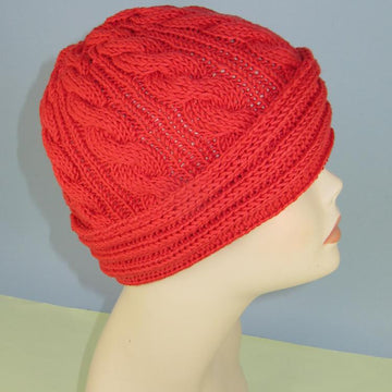 Rib Cuff Cable Beanie Hat