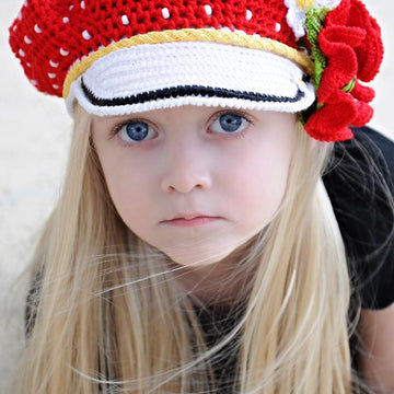 Polka Dots Crocheted Cap & Poppy Pin
