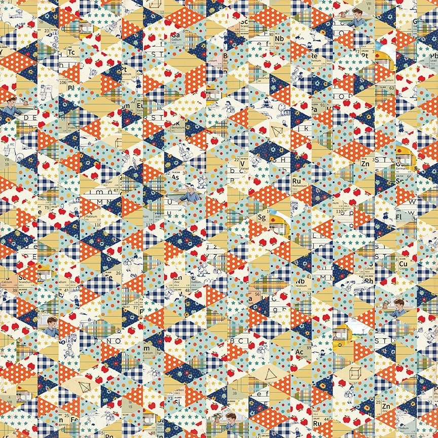 Authentique Paper Scholastic Double-Sided Cardstock 12"X12" - #1 Multi Triangle Quilt