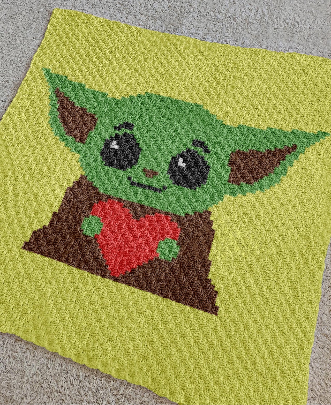 Star Wars Grogu Blanket 90x90 Mando Baby Yoda C2C Crochet Tutorial