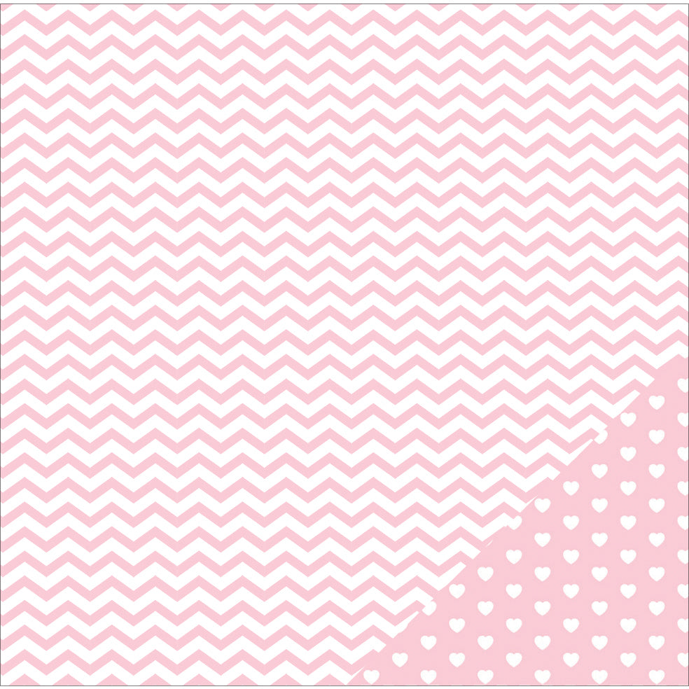 American Crafts Basics Double-Sided Cardstock 12"X12" 12/Pkg - Light Pink Chevron