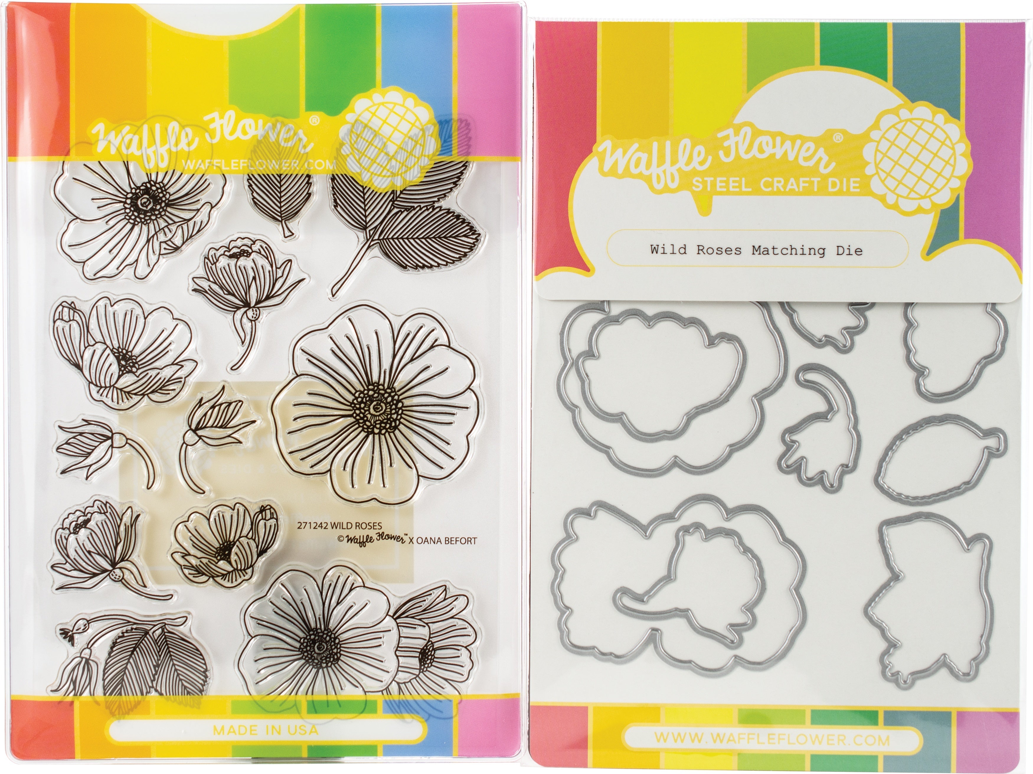 Waffle Flower Crafts Waffle Flower Stamp & Die Set - Wild Roses