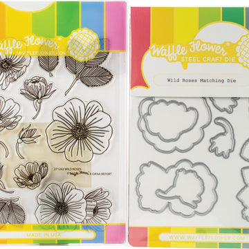 Waffle Flower Crafts Waffle Flower Stamp & Die Set - Wild Roses