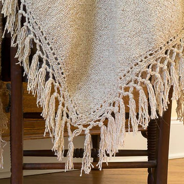 Linen Stitch Knit Throw w/Crochet Edge & Tassels