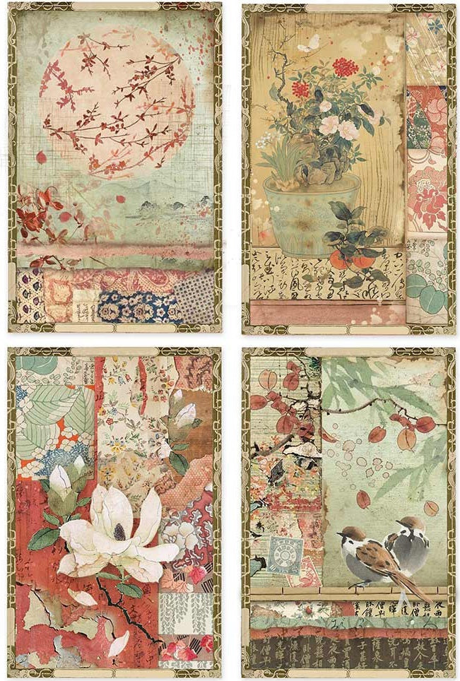 Stamperia Intl Stamperia Rice Paper Sheet A4 - Japanese Postcards