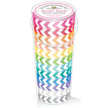 Doodlebug Kraft In Color Washi Tape 8mm, 12yds, 12/Pkg - Chevron