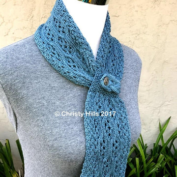Royal Lace Scarf ( Lace / Cable / Pull-Through / Stay On / Buttoned Scarf Knitting Pattern )