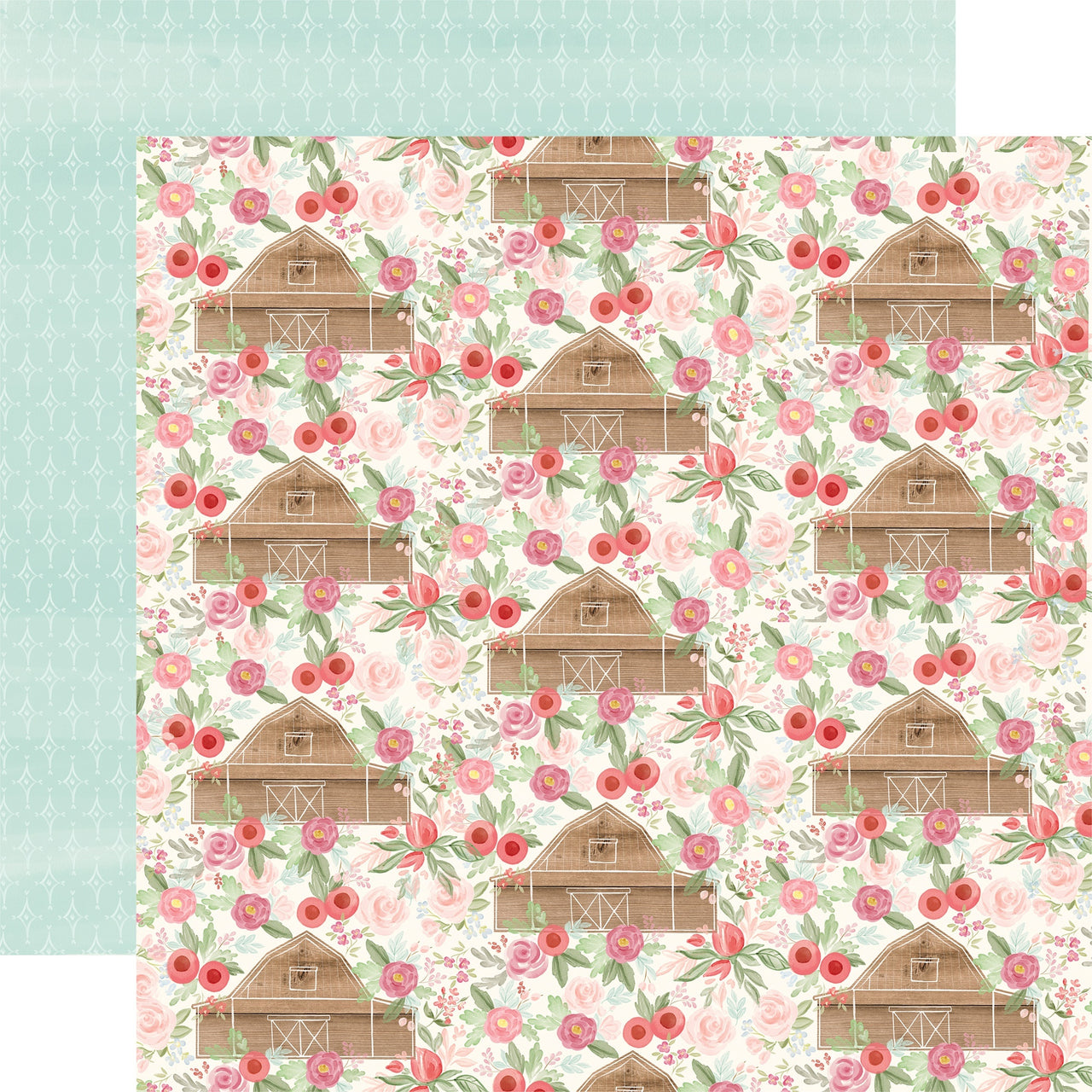 Echo Park Paper Farmhouse Market Double-Sided Cardstock 12"X12" 25/Pkg - Barn Floral