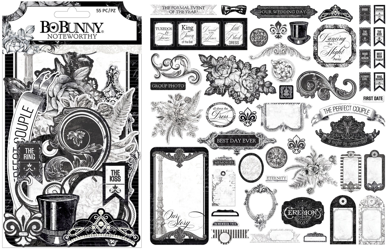 American Crafts Tuxedos & Tiaras Noteworthy Die-Cuts 55/Pkg - 622346