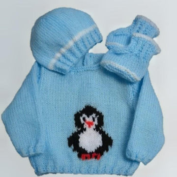 Penguin Sweater, Hat and Bootees