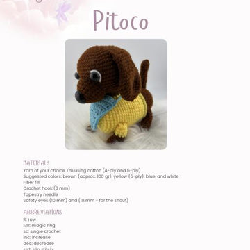 Dachshund Amigurumi Pattern – Say Hello to Pitoco! – Pattern Available in English and Portuguese