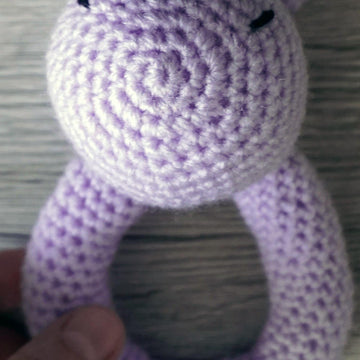 Crochet pattern baby rattle hippo Luzie