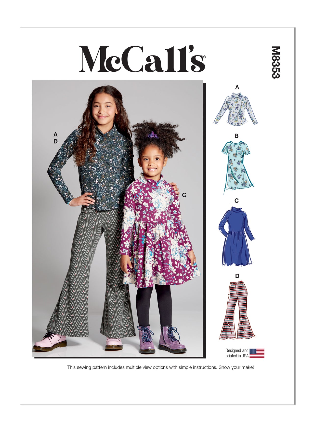 McCall's Children's and Girls' Knit Top, Dresses and Pants M8353 - Sewing Pattern