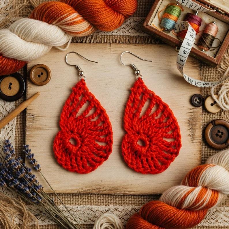 Crochet Orange Earrings + Video Tutorial