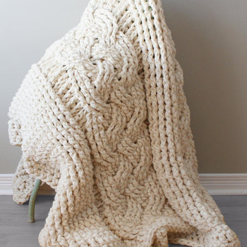 Chunky Double Cable Crochet Blanket / Rug