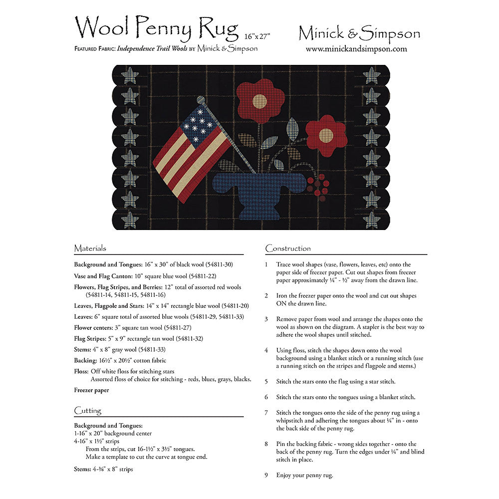 Moda Fabrics Wool Penny Rug Quilt - Downloadable PDF