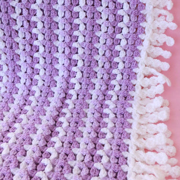 "Lilac Mosaic" Baby Blanket With Decorative Fringe