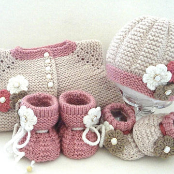 Knitting Baby Jacket Hat and Shoes Baby Set Anna Pattern