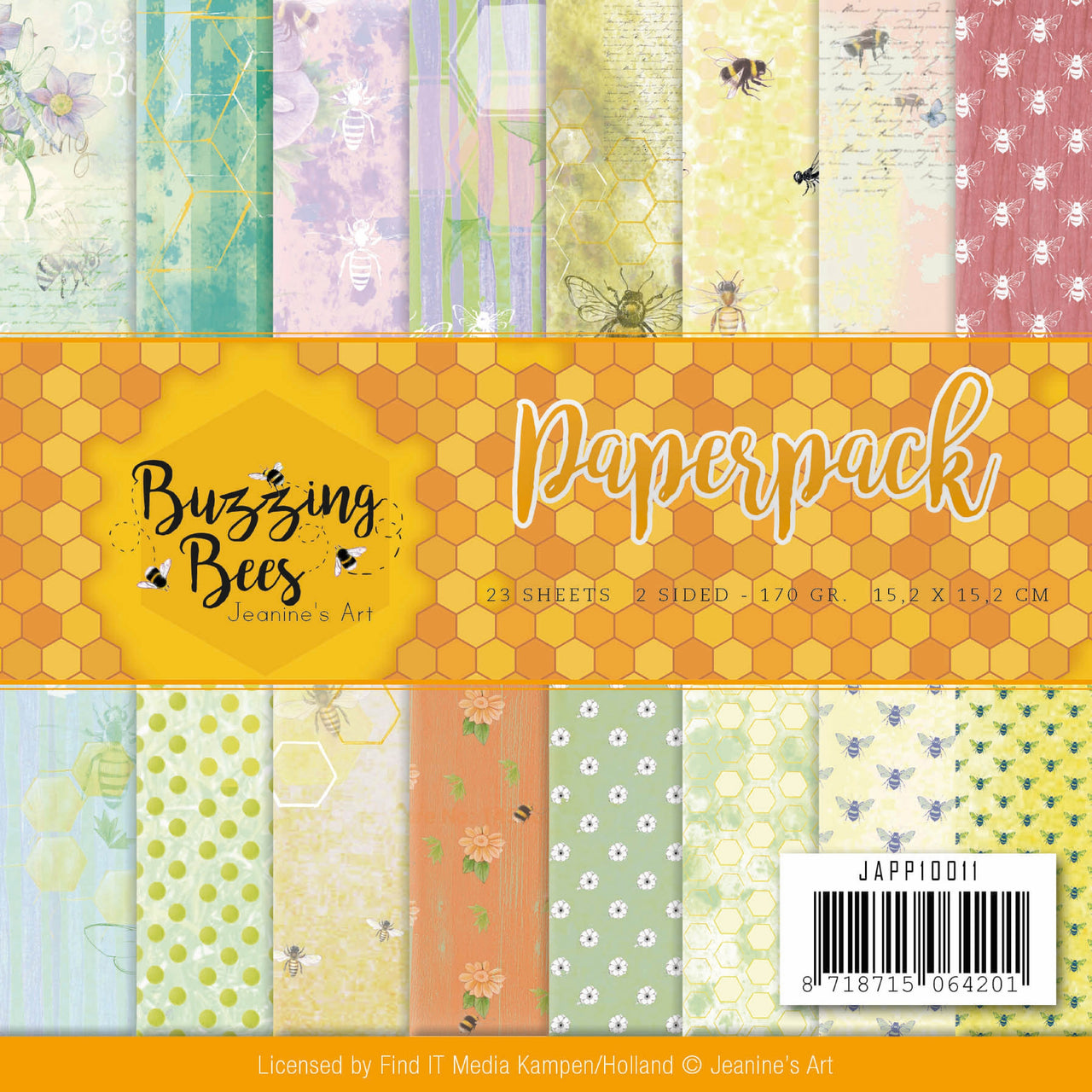 Find It Trading Jeanine's Art Paper Pack 6"X6" 23/Pkg - Buzzing Bees, Double-Sided Designs