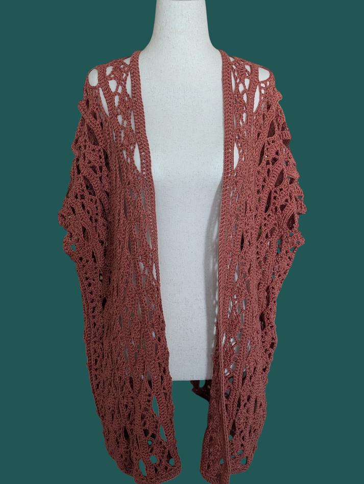 DESERT ROSE BREEZE CROCHET KIMONOBEACH COVER-UP