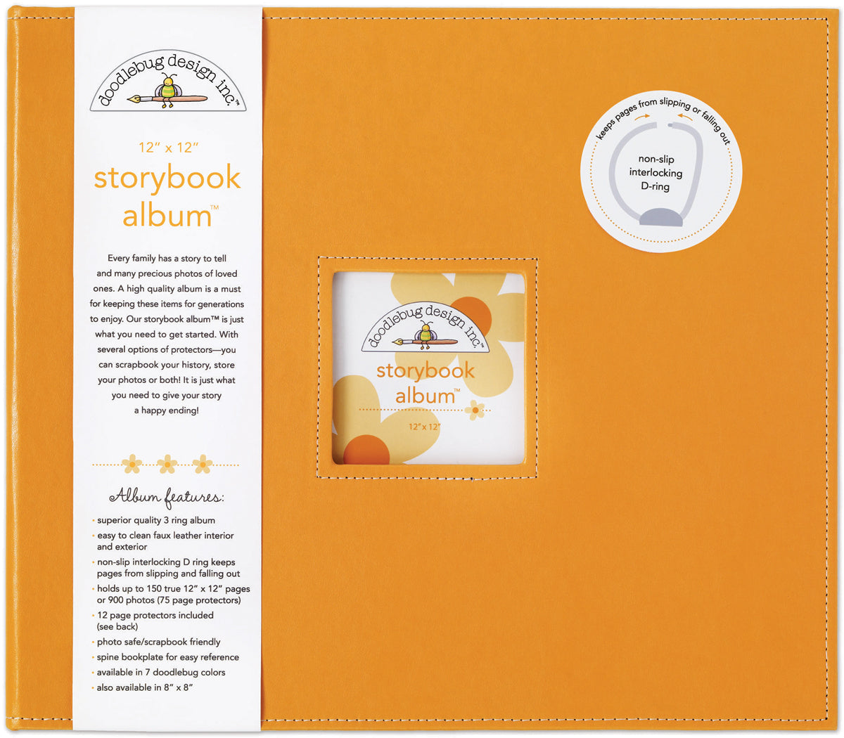 Doodlebug Storybook D-Ring Album 12"X12" - Tangerine
