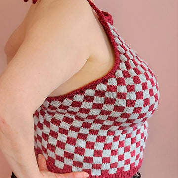 Harmon Halter Checkerboard Crop Top
