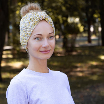 Knit Pattern Seed Stitch Turban Headband Woman