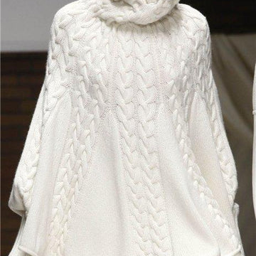 KNIT Cable Women PONCHO - Wool CAPE Sweater