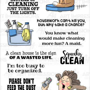 Art Impressions Work & Play Stamp Set - Housework