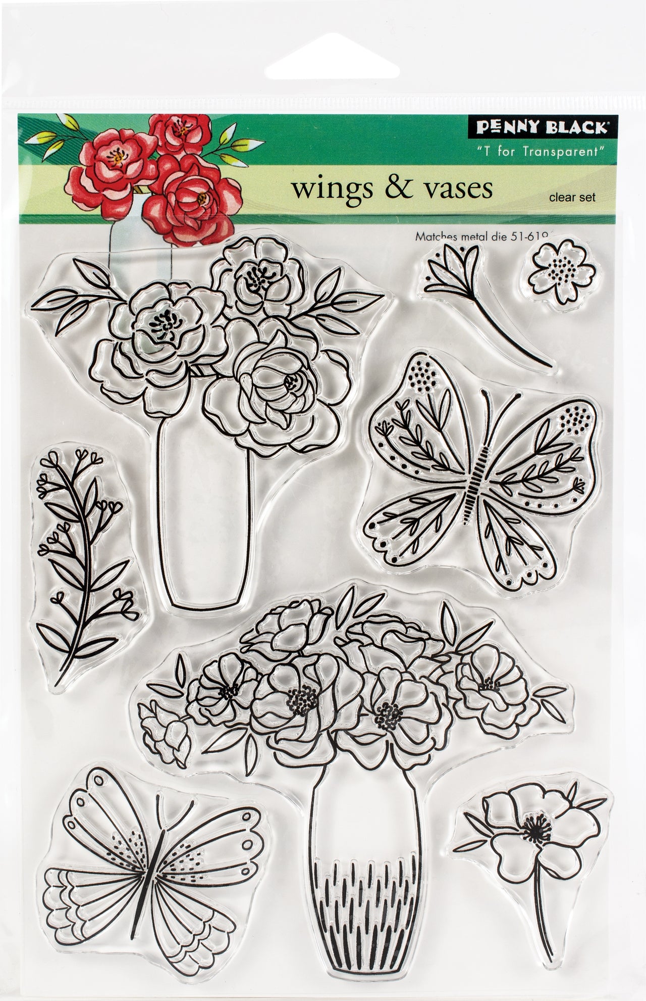 Penny Black Clear Stamps - Wings & Vases