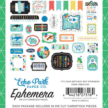 Echo Park Paper Echo Park Cardstock Ephemera 33/Pkg - Icons, It's Your Birthday Boy