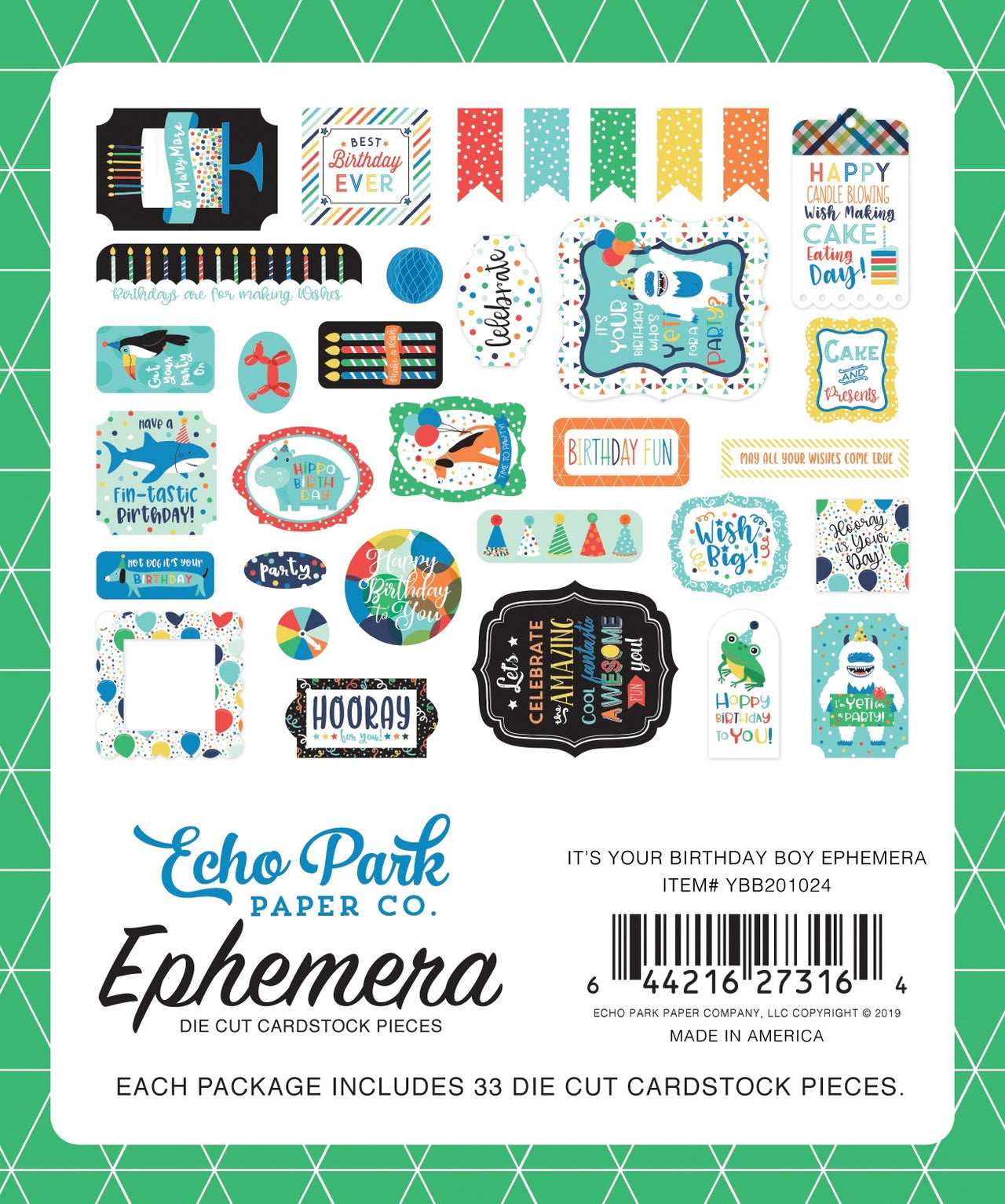 Echo Park Paper Echo Park Cardstock Ephemera 33/Pkg - Icons, It's Your Birthday Boy