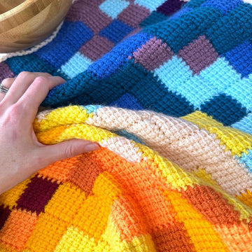 Tunisian Entrelac Temperature Shawl