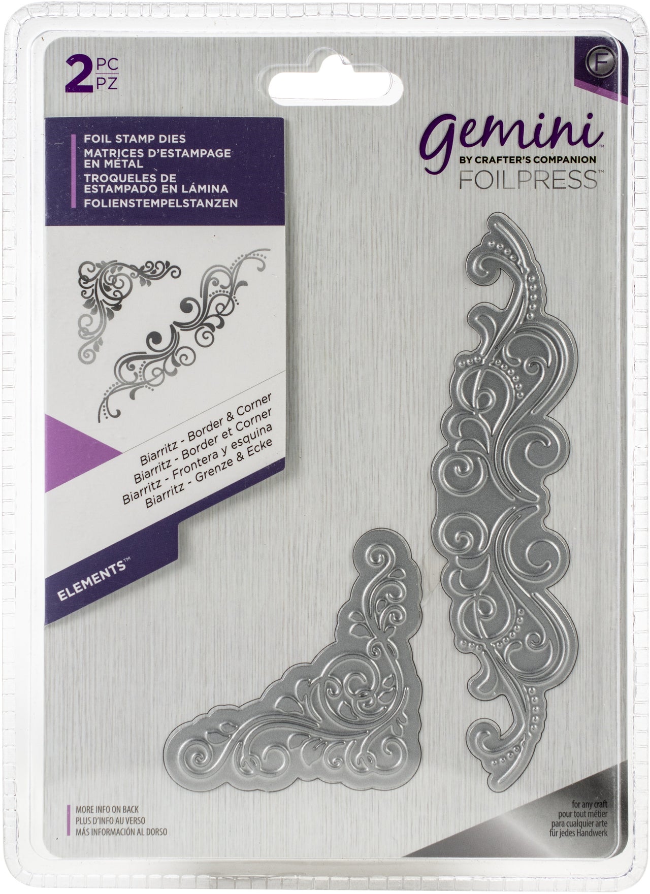 Crafter's Companion Gemini Foilpress Stamp Die Elements - Biarritz Border & Corner