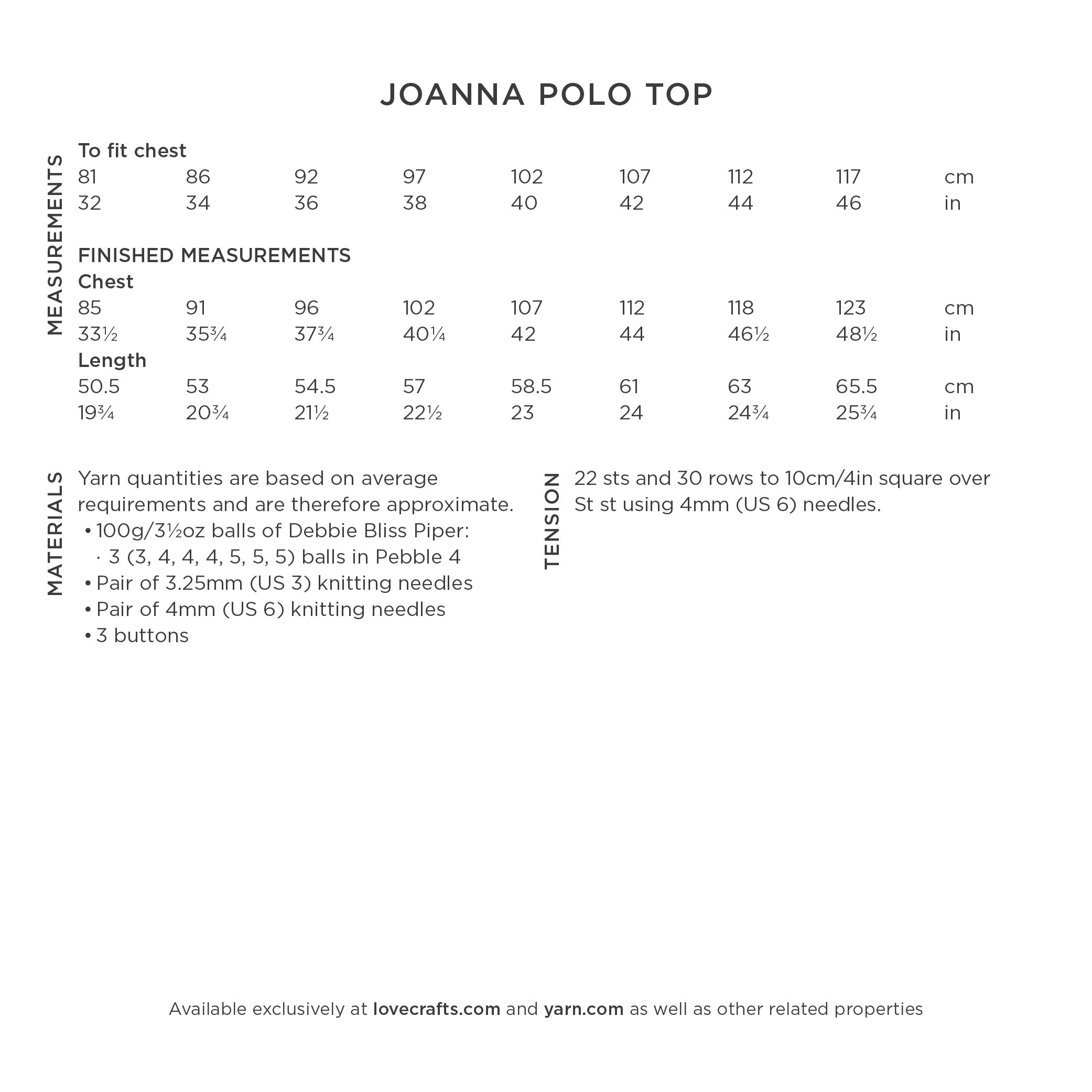 Joanna Polo Top - Knitting Pattern for Women in Debbie Bliss Piper