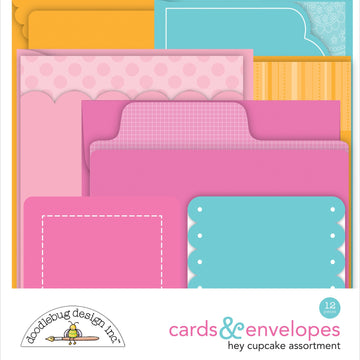 Doodlebug Cards & Envelopes 12/Pkg - Hey Cupcake, 6 Cards/6 Envelopes