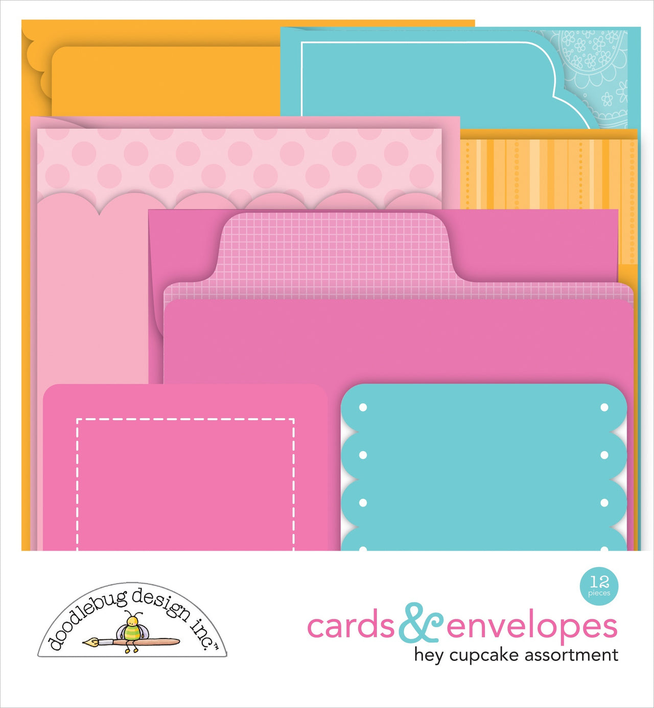 Doodlebug Cards & Envelopes 12/Pkg - Hey Cupcake, 6 Cards/6 Envelopes