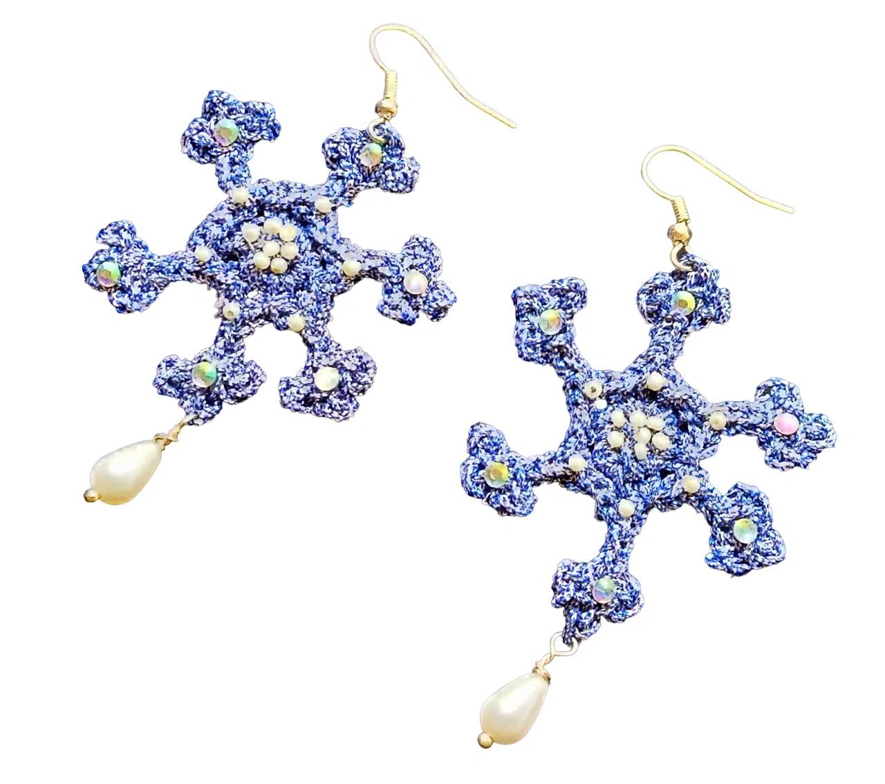 Baby Snowflake Earrings Crochet Pattern